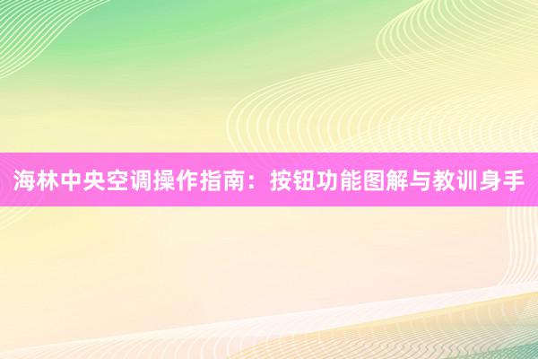 海林中央空调操作指南：按钮功能图解与教训身手